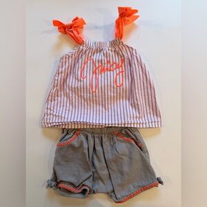 Juicy Couture Striped Tank with Gray Elastic Waist Shorts, 18-24m